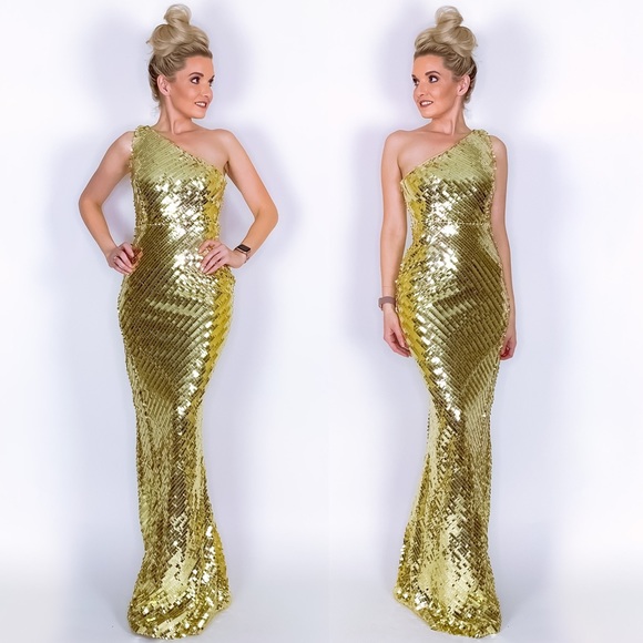 Gold Sequin Pageant Prom Homecoming Formal Dress - Picture 3 of 8
